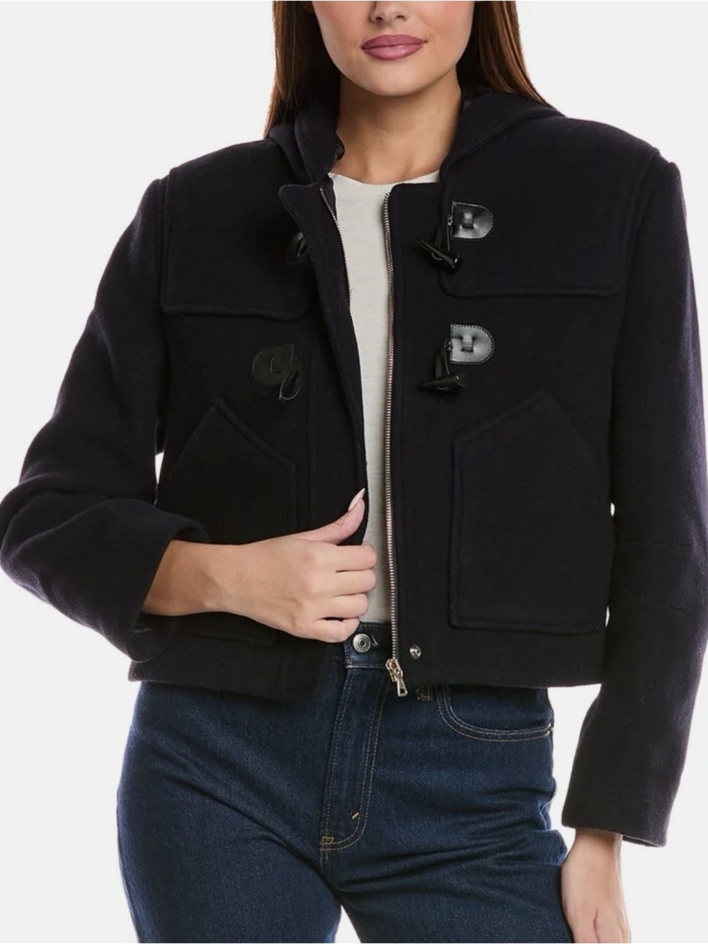 US6 size M ba&sh navy cropped duffle coat jacket- Paimee Jacket